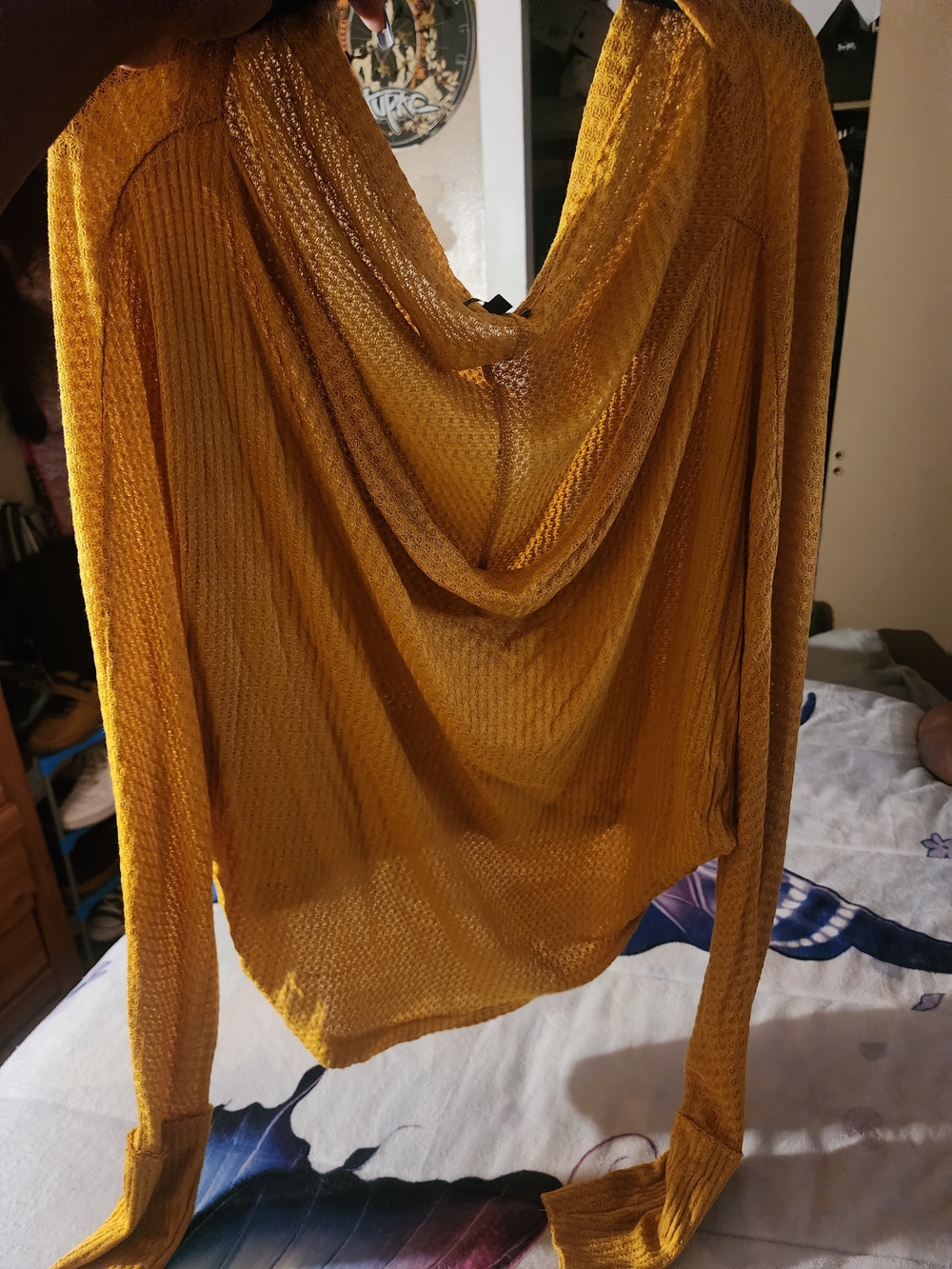 Lightweight Mustard Yellow Women’s Drape-Back Sweater